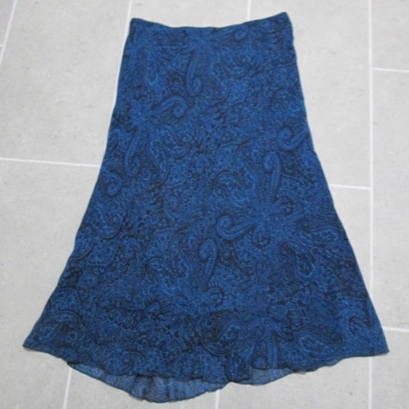 Sundance Sheer Teal Paisley Midi Skirt, Size 14 - Picture 5 of 7